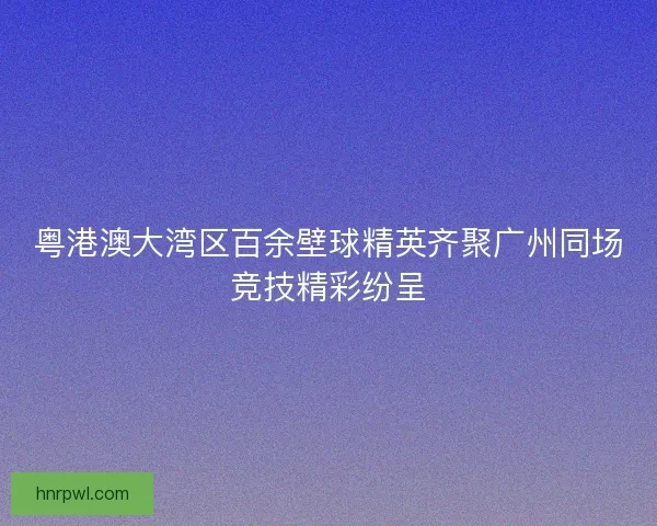 粤港澳大湾区百余壁球精英齐聚广州同场竞技精彩纷呈